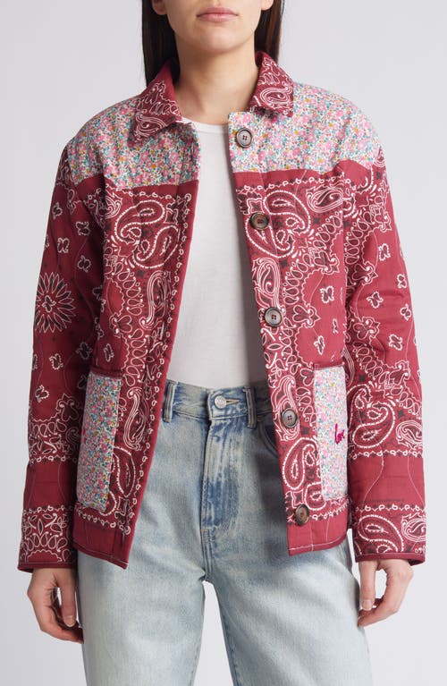 x Liberty London Mixed Print Quilted Jacket in Bordeaux