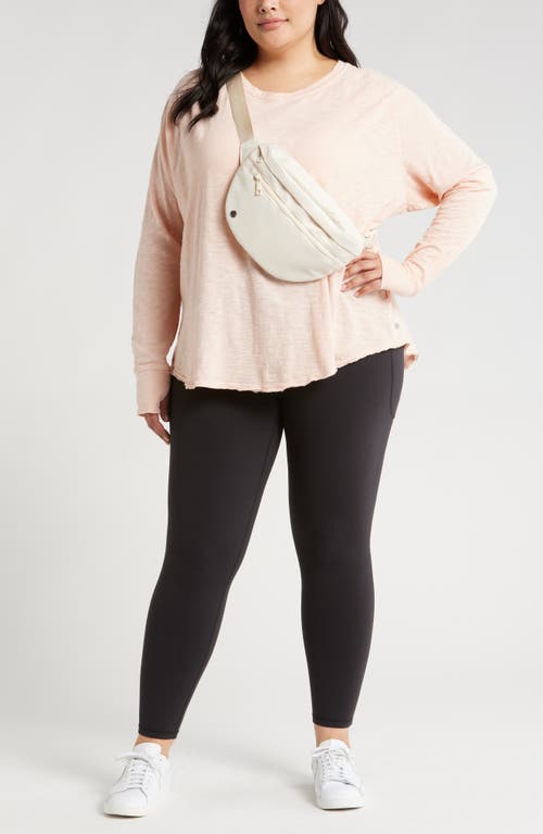 Shop Zella Relaxed Washed Cotton Long Sleeve T-shirt In Pink Peach