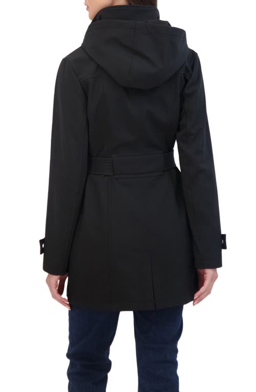 Sebby Water Resistant Hooded Softshell Jacket In Black