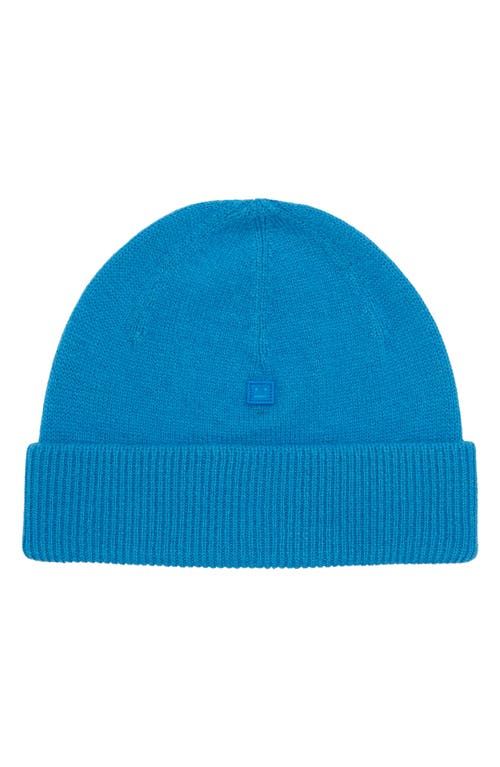 Acne Studios Face Patch Rib Wool Beanie in Sapphire Blue at Nordstrom