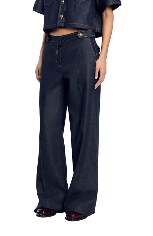 SANDRO SANDRO RAW DENIM WIDE-LEG JEANS 