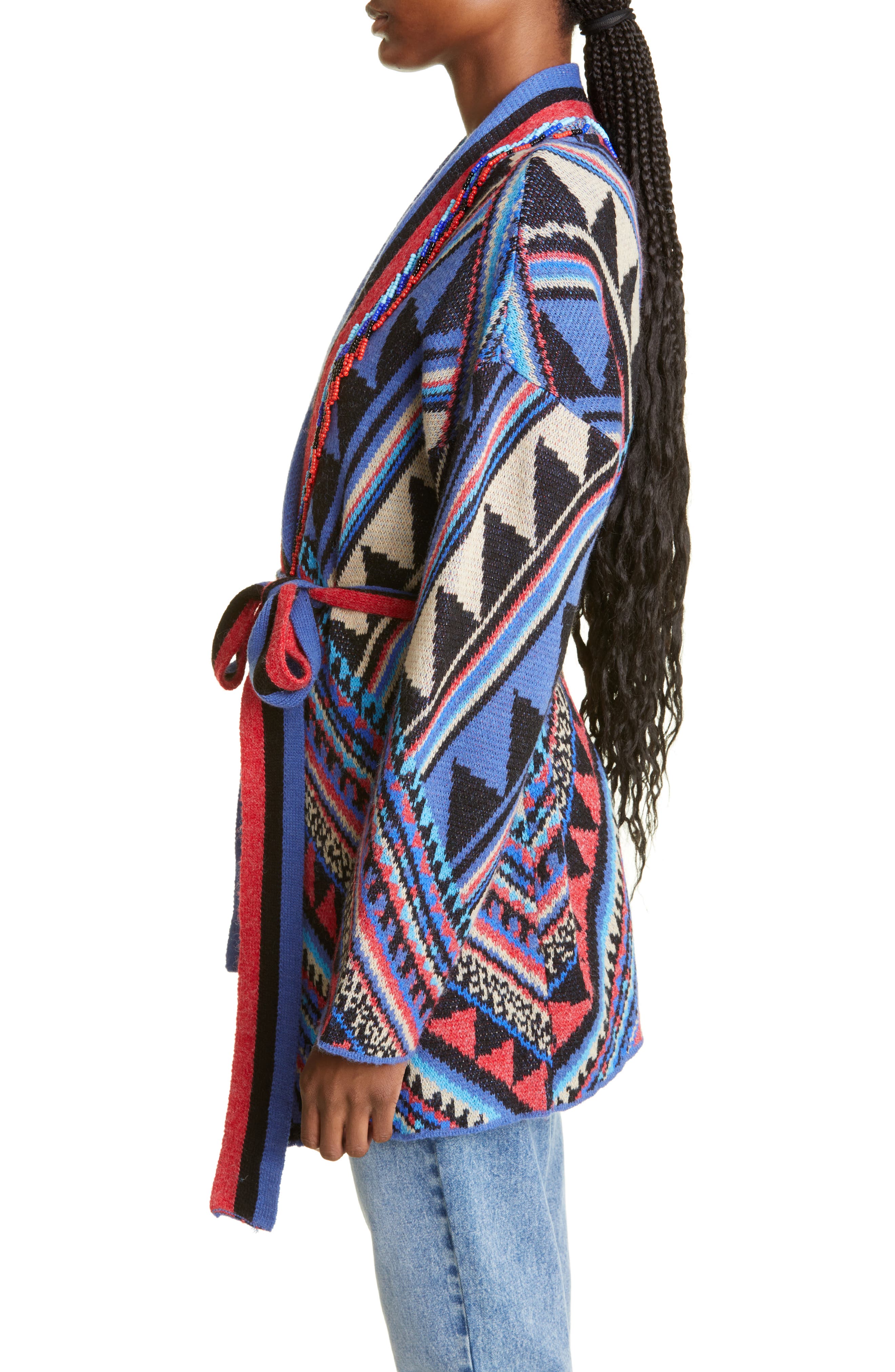 Farm Rio Julie Stripes Embroidered Cardigan, Julie Stripes / M