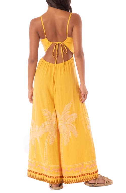 Shop Maaji Stitchy Palom Azura Cover-up Jumpsuit In Yellow