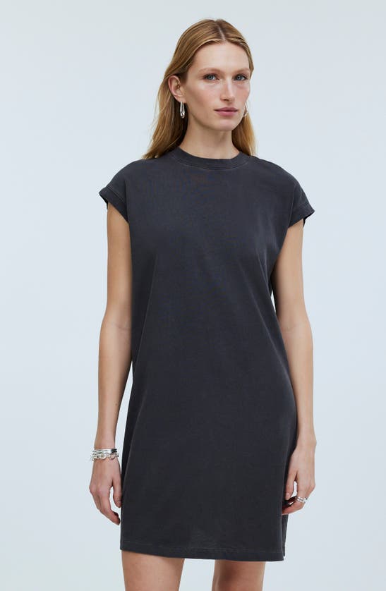 Shop Madewell Muscle Cotton T-shirt Dress In Black Coal