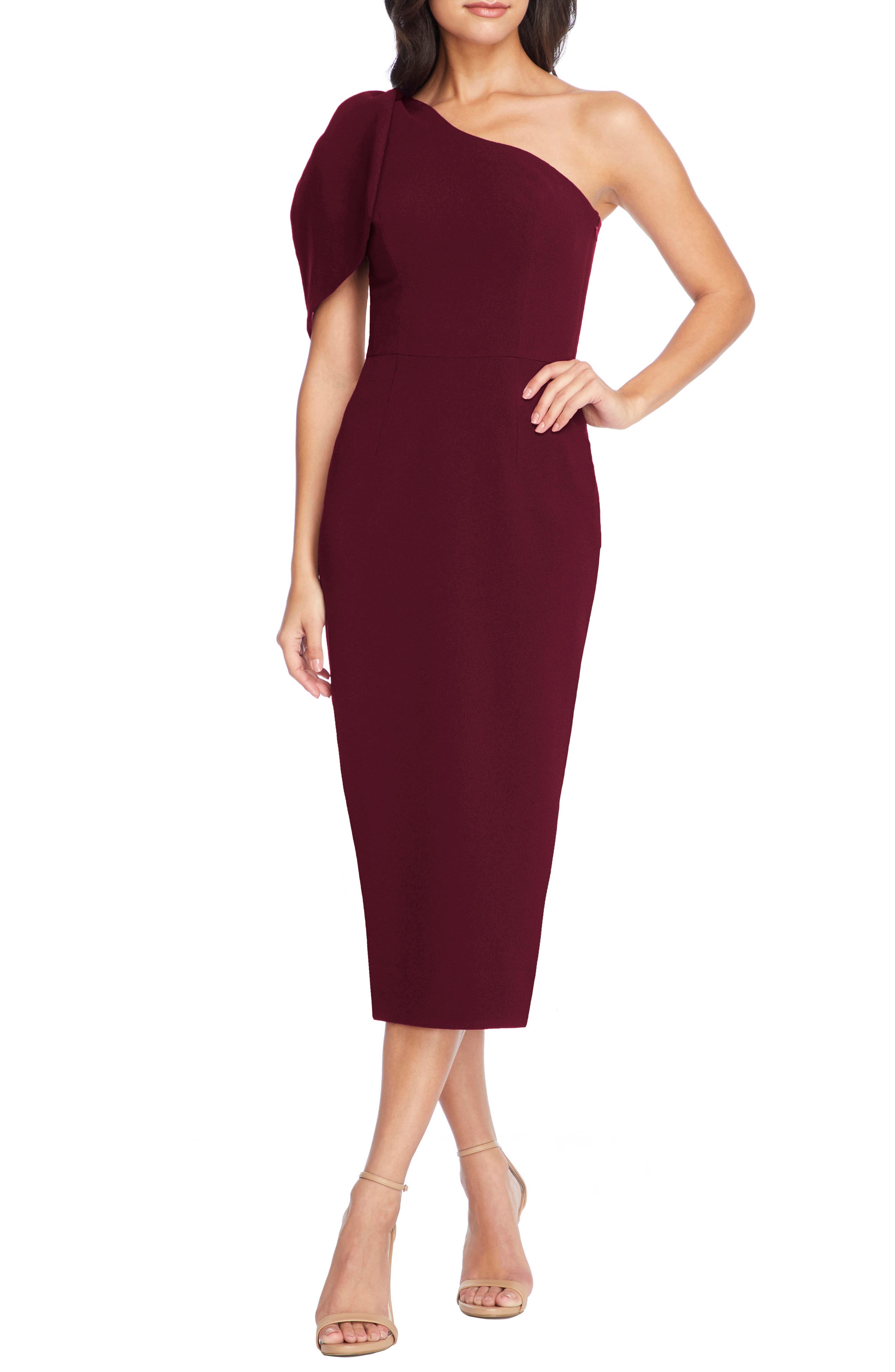 burgundy wedding guest outfit