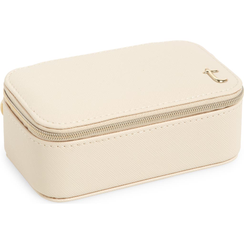 Nordstrom Initial Rectangular Jewelry Box In T- Cream- Gold