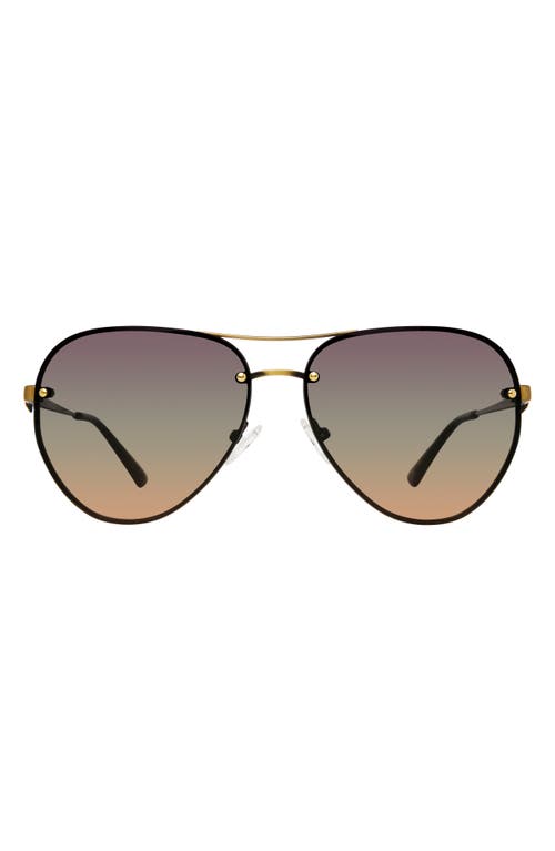 Kurt Geiger London Shoreditch 60mm Rimless Aviator Sunglasses in Gold Havana/Violet Green at Nordstrom