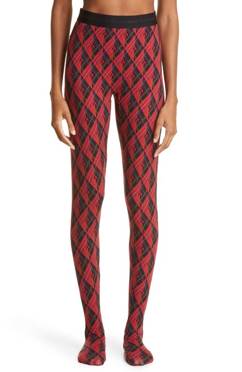 Marine Serre Plaid Tights in Red