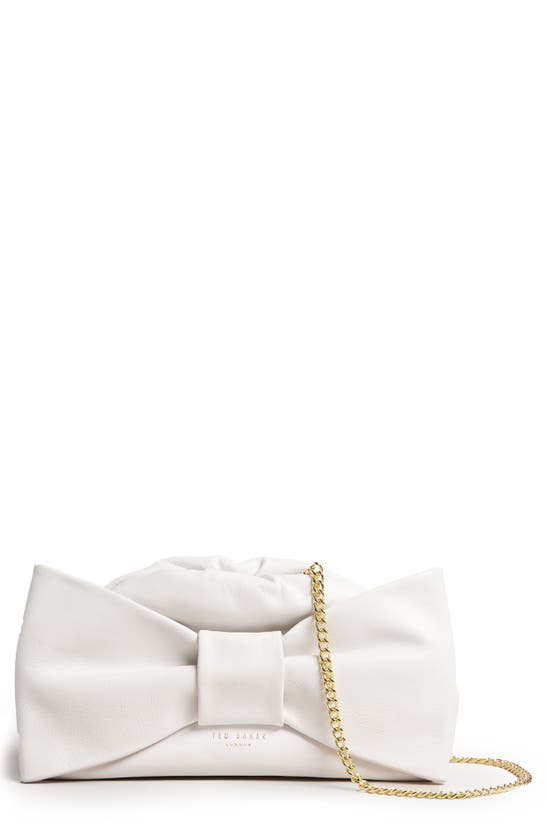 Ted Baker Niasa Knot Bow Clutch In Ecru
