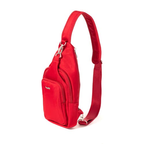 Shop Baggallini Central Park Sling Bag In Crimson Red Twill