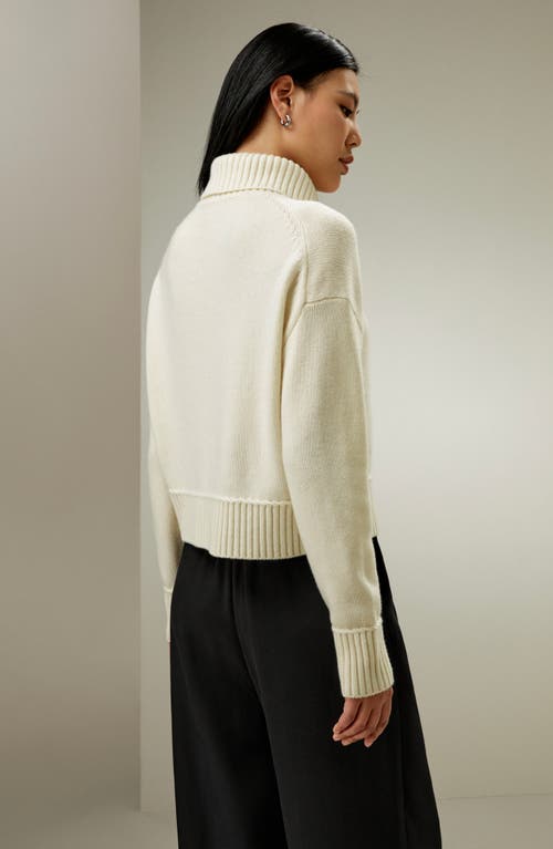 Lilysilk Relaxed Fit Wool-cashmere Blend Sweater For Women In White