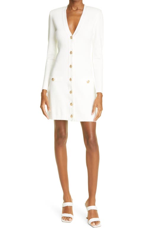 L'AGENCE Breanna V-Neck Long Sleeve Minidress in Ivory at Nordstrom, Size X-Large
