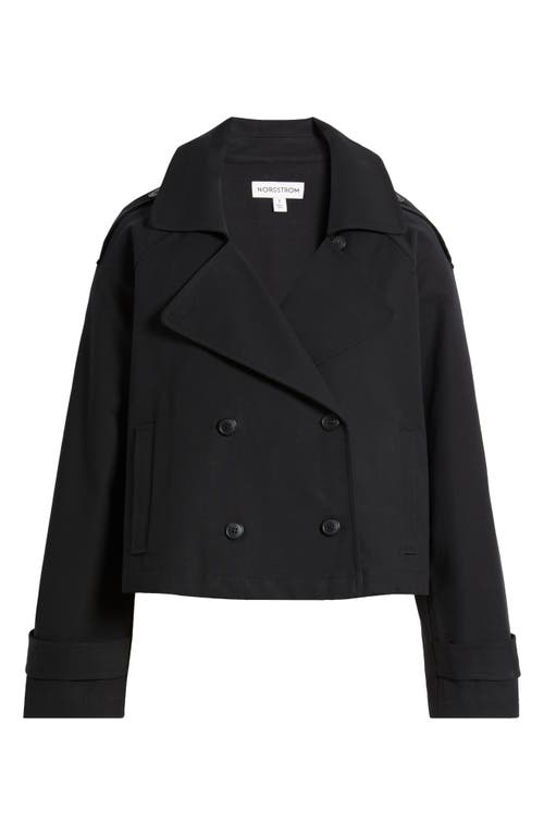 Nordstrom Crop Stretch Cotton Trench Coat In Black