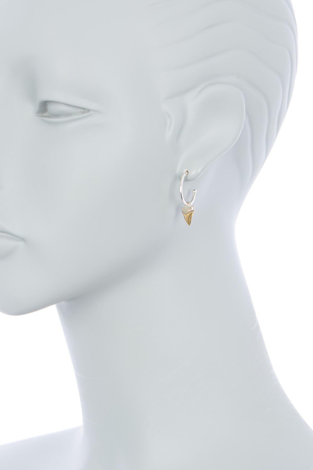 Alex And Ani Two-tone Shark Tooth Earrings In Silver
