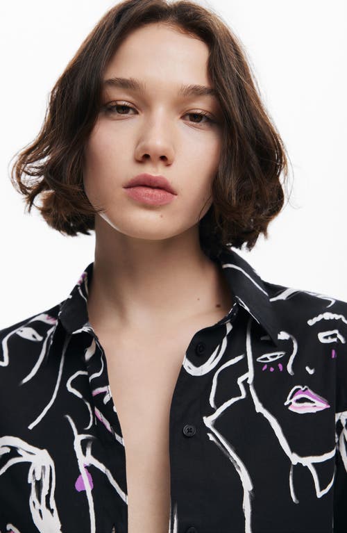 Desigual Cam Faces Shirt In Black