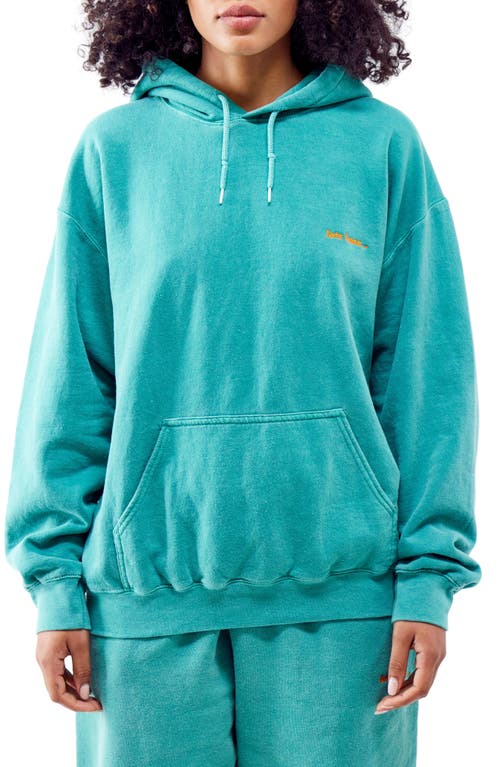 iets frans Embroidered Logo Cotton Blend Hoodie in Turquoise