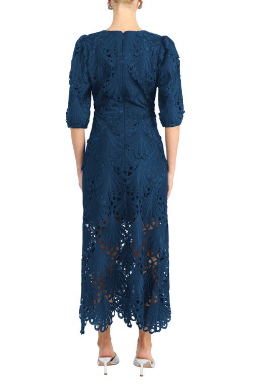 Shop Adelyn Rae Kinsley Puff Sleeve Lace Midi Dress In Teal