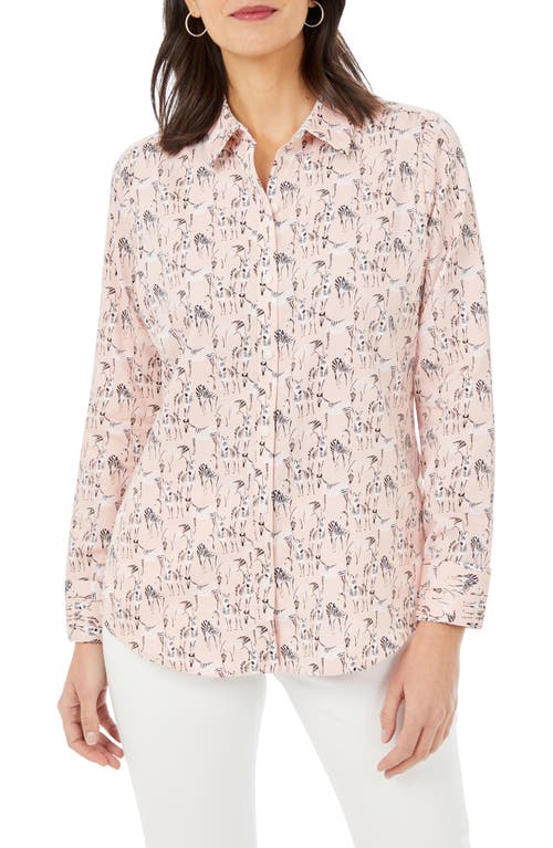 Foxcroft Davis Zebra Button-Up Shirt in Pink Champagne at Nordstrom, Size 6