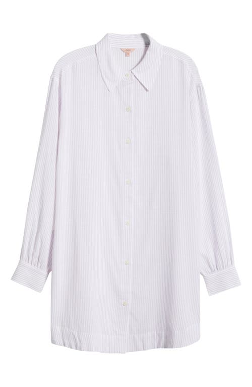 Shop Eberjey Nautico Stripe Long Sleeve Nightshirt In White/lavender