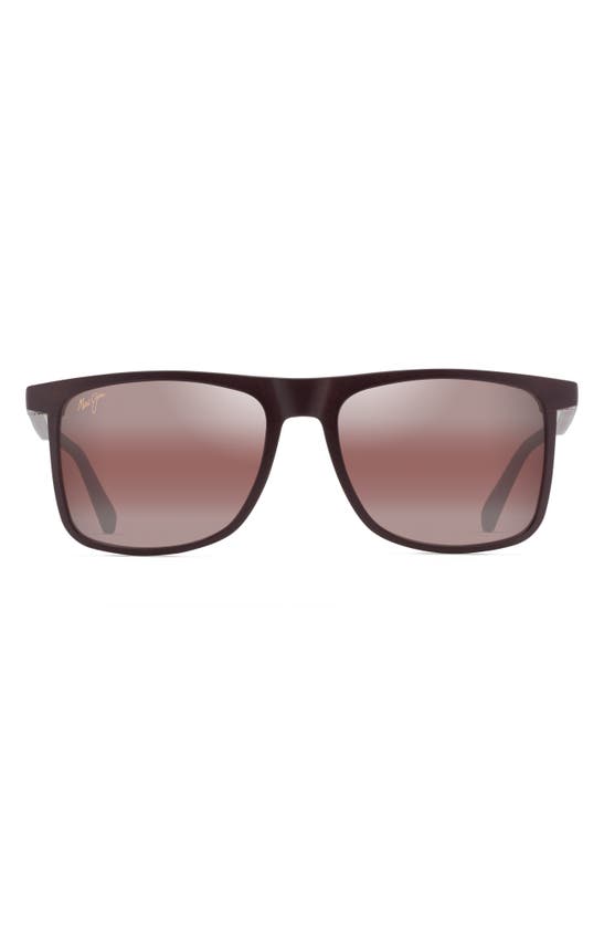 Shop Maui Jim Makamae 56mm Polarized Square Sunglasses In Matte Burgundy