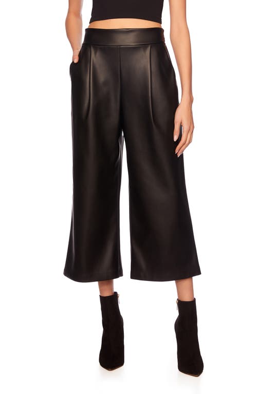 Faux Leather Crop Wide Leg Pants in Black