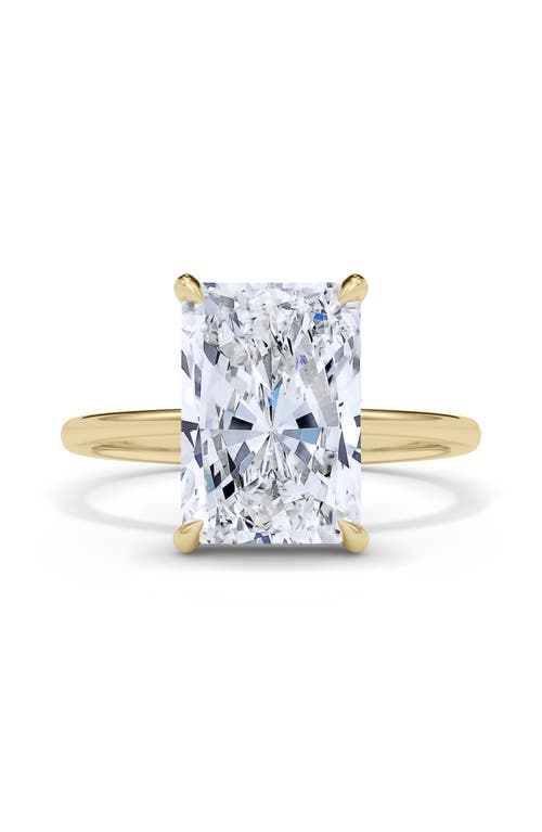 Hautecarat Radiant Cut Lab Created Diamond Ring In 2.50 Ctw 18k Yellow Gold
