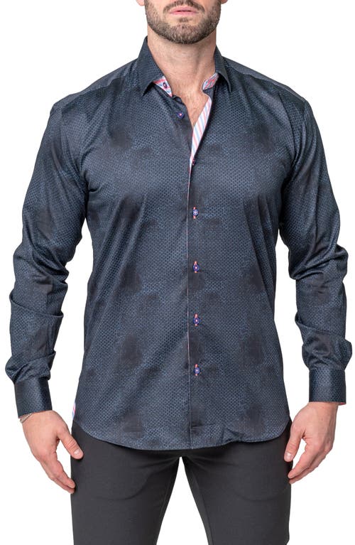 Maceoo Fibonacci Smoke Grey Contemporary Fit Button-Up Shirt