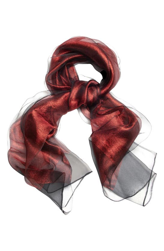 Shop Saachi Sheer Silk Scarf In Burgundy Combo