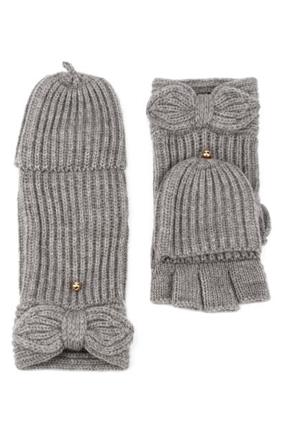 Click to view more detailed imagery on our partner's website Kate Spade Pointy Bow Pop Top Mittens In Gray