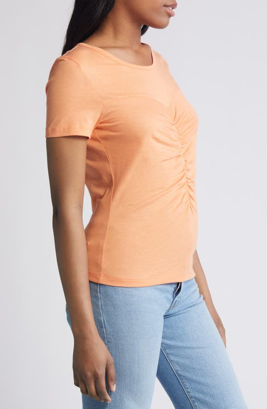 Shop Nation Ltd Alina Ruched T-shirt In Cadmium Orange