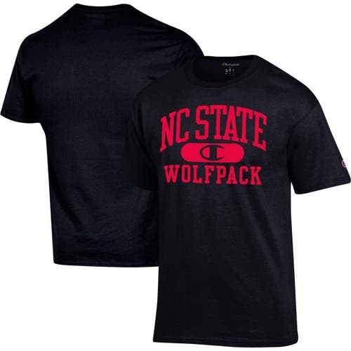 Men's Champion Black NC State Wolfpack Arch Pill T-Shirt