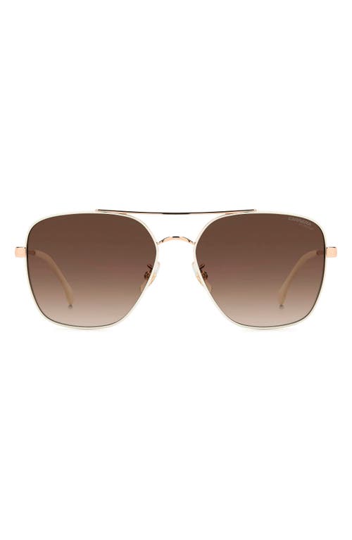 60mm Gradient Square Sunglasses in White Copper Gold/Brown