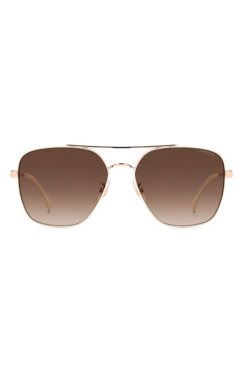 Carrera Eyewear 60mm Gradient Square Sunglasses In White Copper Gold/brown