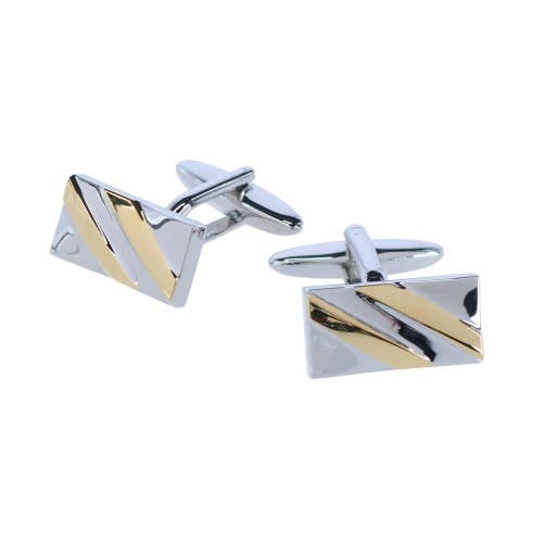 Shop Trafalgar Rhodium And Gold Cufflinks And Mid-calf Awareness Socks In Silver