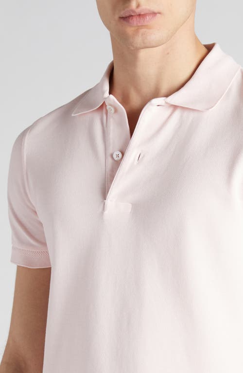 Tom Ford Short Sleeve Cotton Piqué Polo In Pink