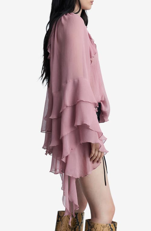 MANGO MANGO KIRSTEN RUFFLE LONG SLEEVE TOP