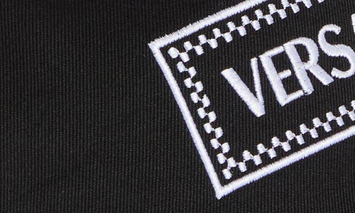 Versace Embroidered Logo Cotton Drill Baseball Cap In Black White
