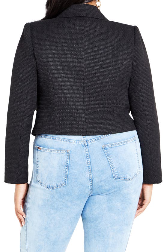 Shop City Chic Regina Bouclé Crop Jacket In Black