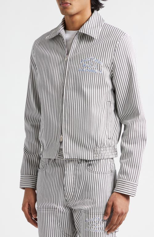 Shop Amiri Motors Stripe Cotton Blouson Jacket In Black/white