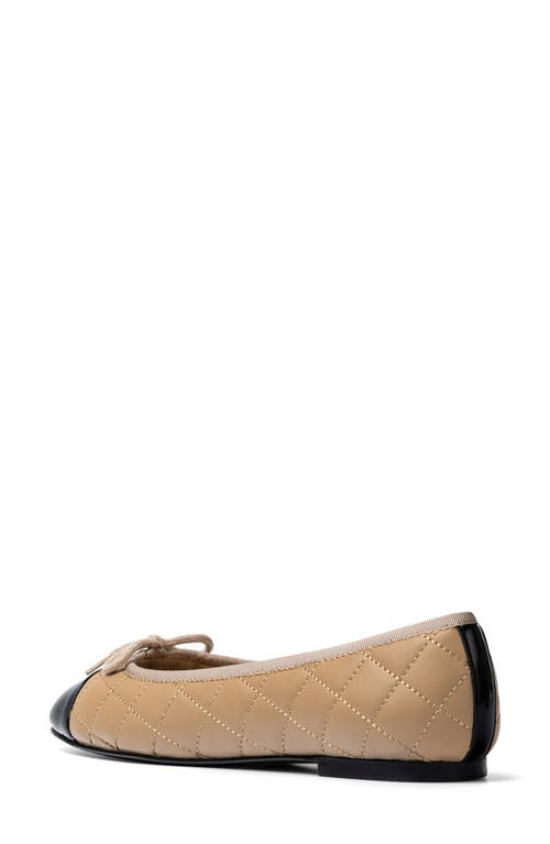 Jon Josef Belle Quilted Ballerina Flat In Black/tan Combo