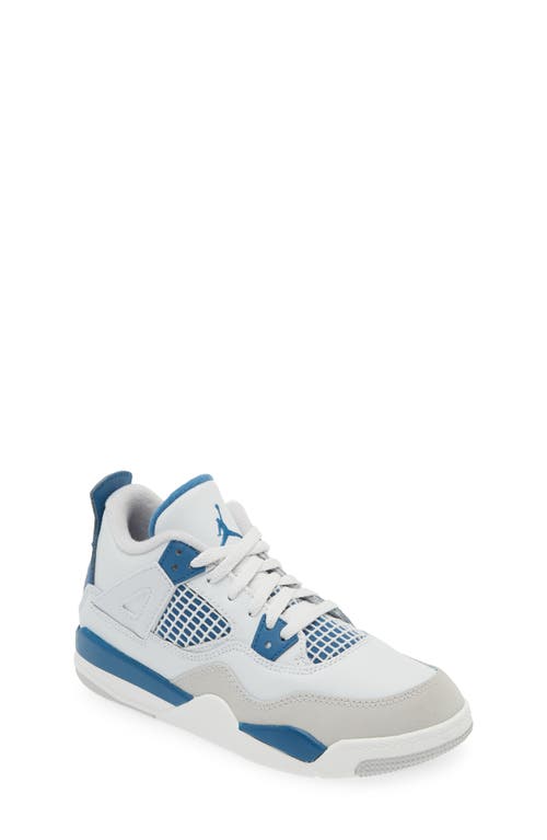Air Jordan 4 Retro Mid Top Sneaker Off White/Blue/Grey at Nordstrom, M