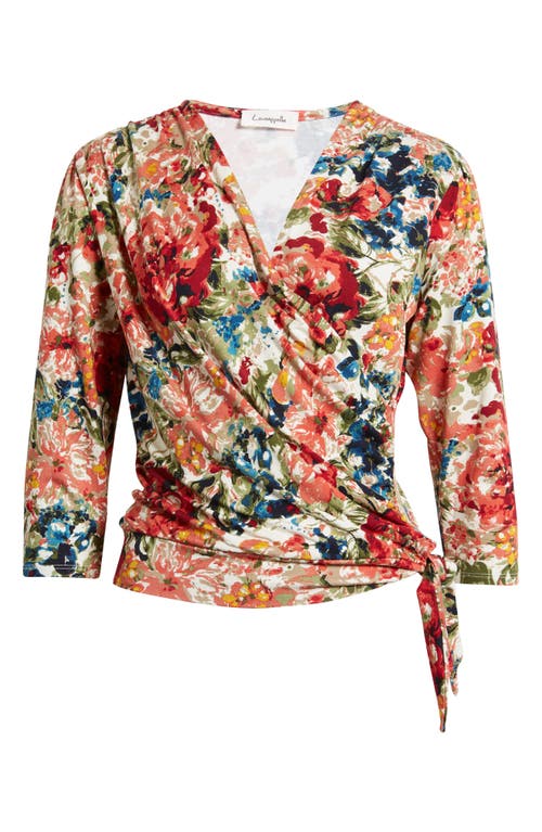 Loveappella Faux Tie Wrap Top In Marsala/olive