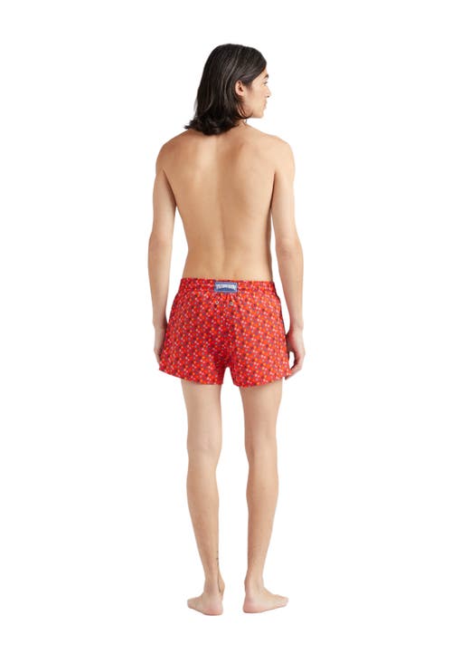 Vilebrequin Micro Ronde Des Tortues Rainbow Stretch Swim Shorts In Coquelicot
