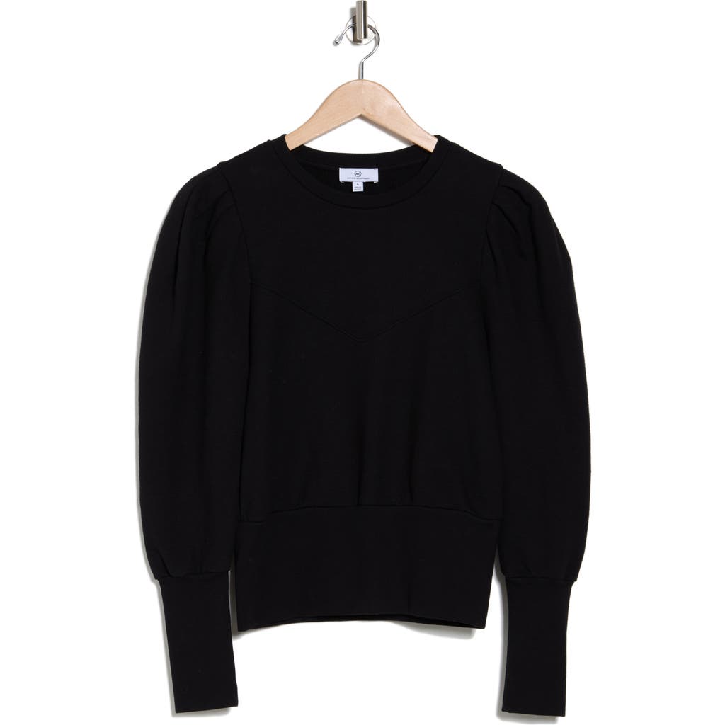 Shop Ag Puff Sleeve Yoke Sweater In True Black
