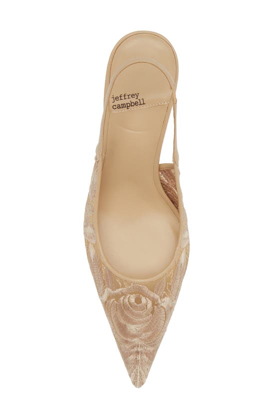 Shop Jeffrey Campbell Lofficele Embroidered Mesh Slingback Pointed Toe Pump In Natural Lace