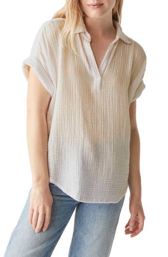 Michael Stars Gigi Gauze Popover Top In Cement