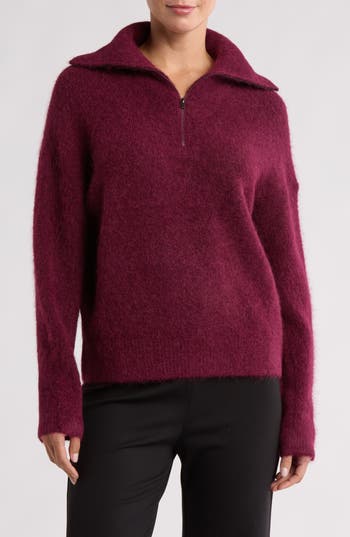 Vince Quarter Zip Sweater In Deep Iris