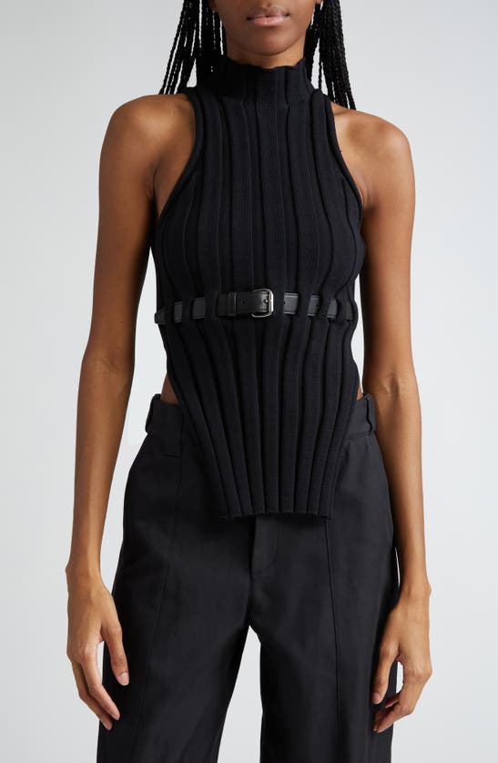 Shop Alexander Wang Belted Rib Sweater Tank In Black