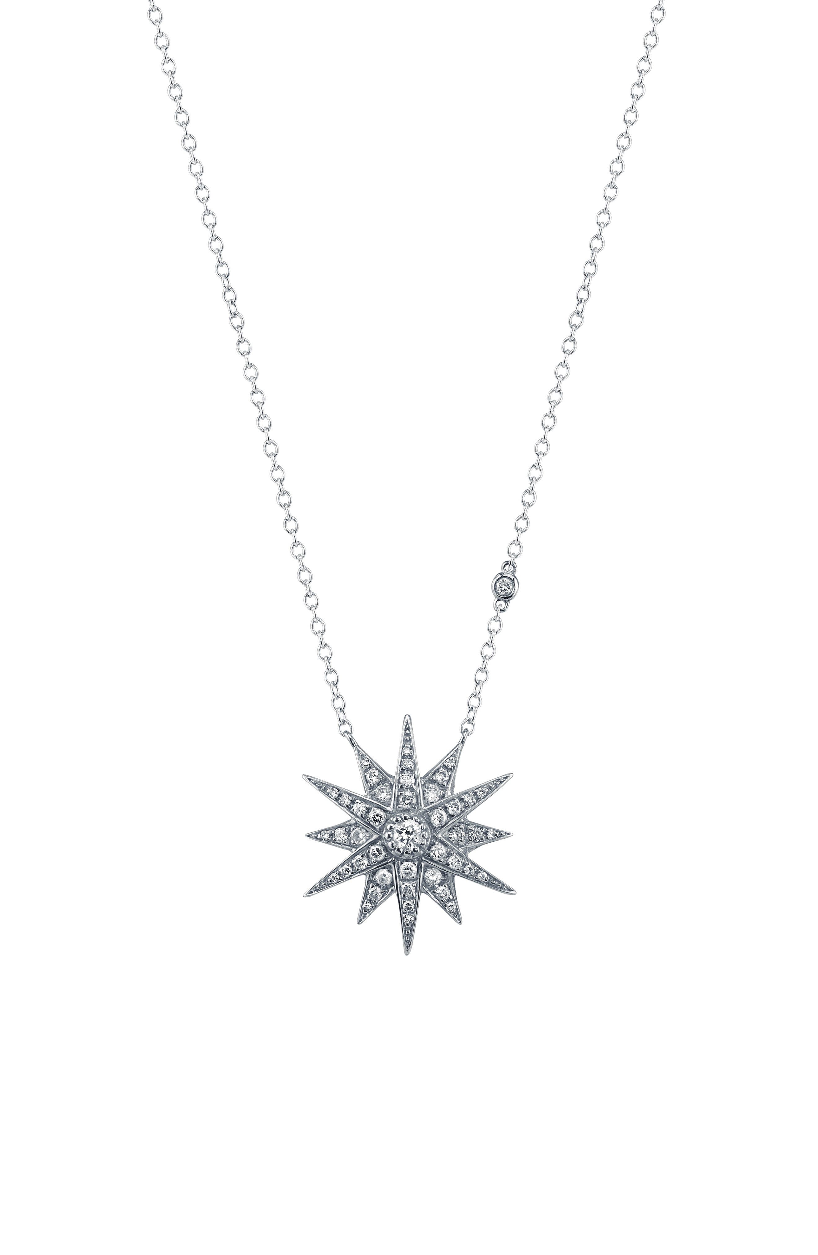 SHAY Diamond Starburst Pendant Necklace in White Gold/diamond at Nordstrom, Size 16 In Us