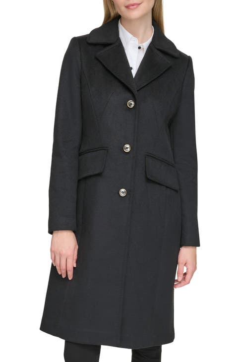 Black Wool Coat, Double Breasted Wool Coat, Long Wool Coat for
